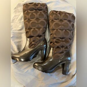 Coach Brown Patterned Heeled Boots